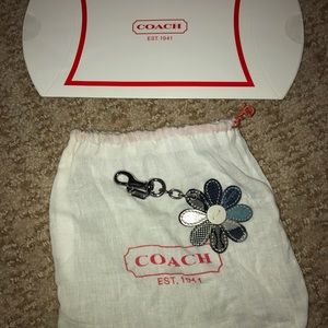 Blue Coach Flower Keychain